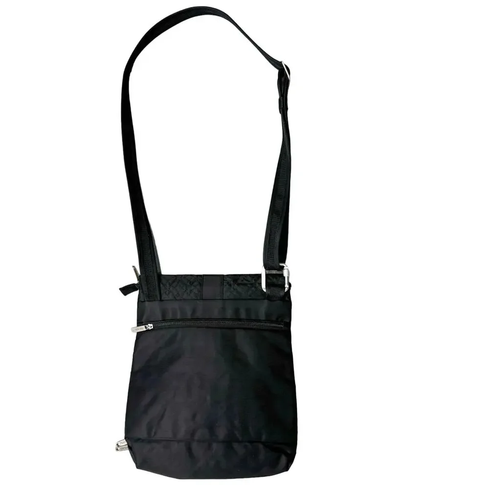 Travelon Quilted Nylon Crossbody Anti Theft Purse Black Messenger Shoulder Bag
